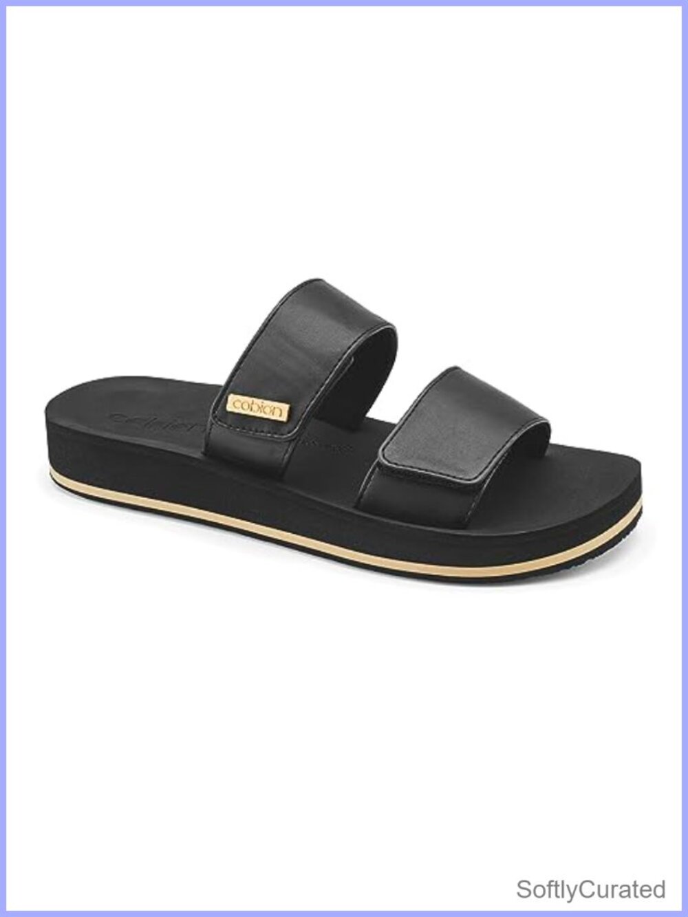 Platform Slide Sandals Faux Leather Hook and Loop Casual Comfort